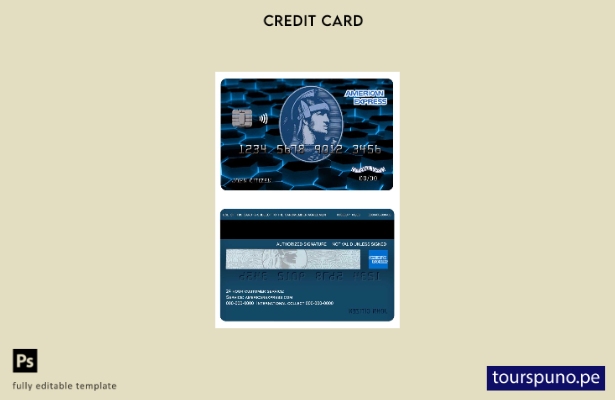 listo para imprimir Plantilla de tarjeta de crédito bancaria American Express Bl